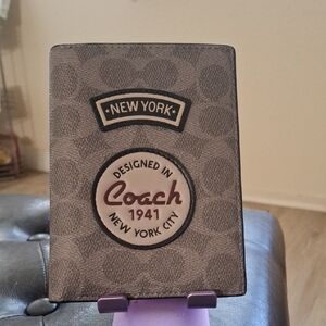 Coach Passport Case-Charcoal Gray